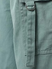 baratos calças cargo femininas-Women's Cargo Pants Fashion Streetwear Full Length Natural Plain Pocket Comfy Outdoor Comfortable Outdoor Vacation Holiday Dark Grey Green Fall Regular Fit