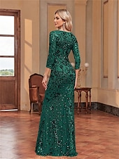 cheap BLUE-Mermaid / Trumpet Quinceanera Dresses Elegant Dress Formal Wedding Floor Length Long Sleeve Sweetheart Sequined with Sequin
