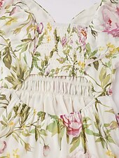 baratos Vestidos Florais Elegantes-Feminino Vestido de chiffon Vestido Longo Amarelo Verão Decote Princesa Elegante Férias Moda S M L