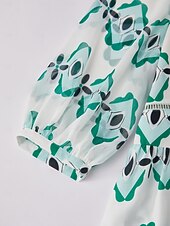 economico Abiti floreali-abito midi geometrico con vita stretta