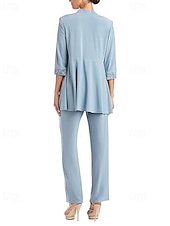 preiswerte Hosenanzüge für Mama-Overall / Hosenanzug Dreiteilig Hosenanzug Brautmutterkleid Elegant Vintage Einfach U-Boot-Ausschnitt Knöchellänge Stretch Chiffon Halbarm mit Spitze Paillette Stickerei 2025