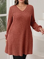 economico Abiti in maglia-Per donna Mini Abito Abito in maglia Casual Casuale Vestibilità regolare Semplice Manica Lunga Scollo a V Nero Marrone Verde Grigio Autunno Inverno