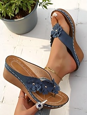 billige Kilesandaler-Damekile-flip-flops med blomstermotiv og polstret såle, sommerkomfortsandaler for hjemmet, stranden og daglige ærender