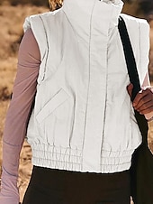 abordables Gilet-Femmes Chemisier Uni Moderne Occasionnel Sans manches Col roulé Hauts Réguliers Fête Sortir Fermeture éclair Noir Blanche Violet Marron Abricot Automne