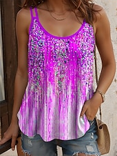 ieftine top floral fără mâneci-Pentru femei Camisole Tank Top Ombre Floral Grafic Epocă Stilat Fără manșon Scoateți gâtul Topuri obișnuite Zilnic Concediu Imprimeu Galben Roșu-aprins Albastru piscină Mov Trifoi Vară Primăvară