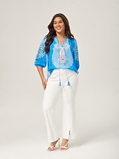 economico Bluse e camicie-pullover con stampa in stile vacanza