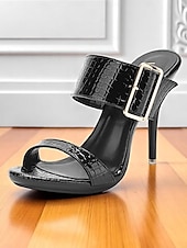 abordables Fête de la Vie Nocturne-Sandales à talons hauts jaunes à motif crocodile pour femmes avec bride à boucle - Chaussures de soirée audacieuses à bout ouvert pour la vie nocturne, les clubs et les événements estivaux