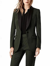 preiswerte Hosenanzüge für Mama-Grün Rot Zweiteiliger Hosenanzug Brautmutterkleid Elegant Revers Bodenlang Stretchstoff Lange Ärmel mit Einfarbig