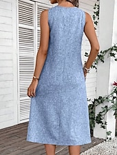 preiswerte Weißes Kleid-Damen Midikleid Sommerkleid A Linie Kleid Urlaub Party Lässig Geburtstag Täglich Ferien Normale Passform Grafik Einfach Ärmellos Rundhalsausschnitt Marineblau Rosa Blau Grau Sommer