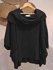 preiswerte Hemden-Damen Bluse Einfarbig Elegant Lässig Halbarm Rundausschnitt Normale Oberteile Täglich Ferien Schwarz Weiß Rosa Rote Blau Sommer Herbst