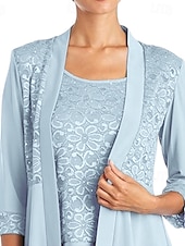 preiswerte Hosenanzüge für Mama-Overall / Hosenanzug Dreiteilig Hosenanzug Brautmutterkleid Elegant Vintage Einfach U-Boot-Ausschnitt Knöchellänge Stretch Chiffon Halbarm mit Spitze Paillette Stickerei 2025