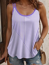 cheap Stripe&amp;Geometric Tank Top-Women&#039;s Tank Top Ombre Graphic Geometric Basic Sleeveless Crew Neck Square Neck U Neck Regular Tops Daily Going out Print Yellow Pink Blue Purple Green Summer Spring