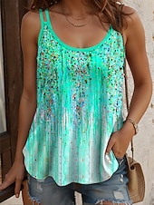 ieftine top floral fără mâneci-Pentru femei Camisole Tank Top Ombre Floral Grafic Epocă Stilat Fără manșon Scoateți gâtul Topuri obișnuite Zilnic Concediu Imprimeu Galben Roșu-aprins Albastru piscină Mov Trifoi Vară Primăvară