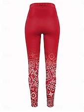 baratos -Mulheres Leggings Vintage Moda Estilo Étnico Comprimento total Cintura Alta Gráfico Gradiente Abstrato Estampado Respirável Macio Com Stretch Casual Diário Feriado Vermelho Azul Roxo Verde Verão