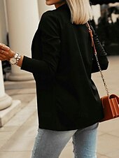 billiga Blazers och kostymer-Dam Kavaj Bekväm Andningsfunktion Slimmad passform Ledigt Slät Kontor Gata Ledigt Dagliga kläder Öppen front Normal Nedvikt Smal Långärmad Ytterkläder Svart Vit Blå Höst
