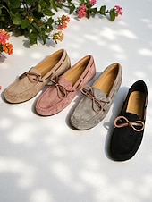 abordables Chaussures sans lacet et mocassins femme-Mocassins pour femmes avec nœud – Flats confortables à enfiler pour la conduite décontractée les balades au jardin les festivals de bière et les pique-niques de printemps
