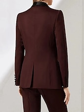 preiswerte Hosenanzüge für Mama-Grün Rot Zweiteiliger Hosenanzug Brautmutterkleid Elegant Revers Bodenlang Stretchstoff Lange Ärmel mit Einfarbig