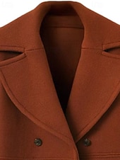 preiswerte Wintermäntel-Damen Parka Warm Bequem Knöpfe Tasche Mode Einfach Täglich Ausgehen Doppelreihig Lang Umlegekragen Normale Passform Langarm Oberbekleidung Schwarz Wein Khaki Herbst Winter