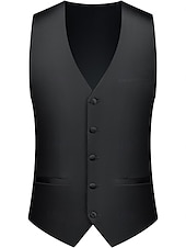 economico Festa di cena-Completi da matrimonio da uomo Completi di ritorno a casa Tuxedo Borgogna Moda Formale a tinta unita Fit standard 3 Pezzi Monopetto Due bottoni