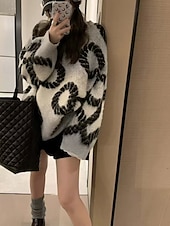 cheap Solid Colors-Women&#039;s Sweater Pullover Fashion Tie Dye Ribbed Crew Neck Knitted Long Sleeve Regular Tops Knit Holiday Going out Weekend Purple Coffee Fall
