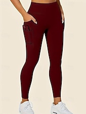 baratos Leggings lisas-Mulheres Leggings Shorts Abotoado Roupa de rua Casual Mimolet Cintura Alta Tecido Cintura elástica Respirabilidade Com Stretch Férias Esportes Roupa Diária Vinho Preto Azul Marinha Cinzento Claro