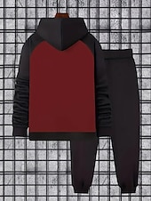 olcso Férfi 3D pulóver szett-Férfi Színes 2db 3D pulóver készletek Tracksuit Kapucnis pulóver Hosszú ujj Hosszú nadrág Kapucni Alkalmi Napi Sportruházat 3D nyomtatás Színes Tavasz Ősz Tél Sötétszürke Szürke Sárga