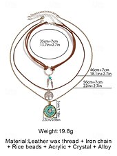 abordables Collier pour femme-Ensemble de colliers à breloques bohèmes superposés pour femmes – pendentifs multicouches mauvais œil, soleil et étoile avec tour de cou en perles, pour la mode spirituelle, les festivals et le quotidien