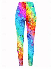 billige Kunst og design trykk-Dame Leggings Årgang Mote Fritid Full lengde Høy Midje Grafisk Gradert Printer Pustende Myk Elastisk Feriereise Avslappet Daglig Lilla Rødstrupe-egg Blå Gul Grønn Sommer Vår Slank Fasong