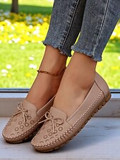 ieftine Pantofi Joși de Damă-Mocasini pliabili pentru femei – mocasini din piele moale cu tălpi flexibile pentru relaxare în grădină, lenevire pe verandă și purtare zilnică