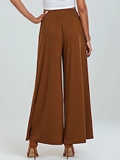 economico gamba larga e vita alta-Per donna Gamba larga Chinos Vacanza Moda Streetwear Lunghezza intera Vita Alta Semplice Tasca Fascia Elastica Comodo Morbido Confortevole Micro-elastico All&#039;aperto Streetwear Nero Fucsia Marrone