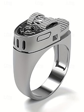 cheap Men&#039;s Jewelry-Men&#039;s Gold Alloy Lighter Ring - Bold mechanical design style, A stylish men&#039;s party nightclub gift accessory