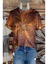 ieftine tricou Art &amp; Design-Pentru femei Tricou Ombre Grafic Bloc Culoare Epocă Stilat Clasic Manșon scurt Stil Nautic Rotund Topuri obișnuite Zilnic Imprimeu Negru Albastru piscină Fucsia Maro Trifoi Vară Primăvară