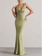 abordables Robe de cocktail-Femmes Robe Longue Maxi Robe Robe de Cocktail Mode Moderne Soirée Fête du thé Mince Uni Sans manches Col en V Vert Rose rouge Été