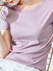 economico T-shirt semplice-Per donna Maglietta Semplice Essenziale Moderno Manica Corta Girocollo Top Regolari Quotidiano Weekend Nero Bianco Viola Arancione Estate