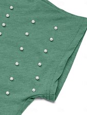 abordables T-shirt uni-Femmes T-shirt Uni Mode Élégant Classique Manche Courte Col ras du cou Hauts Réguliers Quotidien Week-end Patchwork Vert Été Printemps