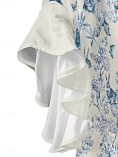 abordables Animaux Tops-Femmes Chemisier Fleuri Élégant Moderne Manche 3/4 Col en V Hauts Réguliers Quotidien Fête A Volants Imprimé Rose Claire Bleu Vert Abricot Été
