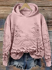 abordables Hauts Floraux-Femmes Sweat à capuche Fleuri Élégant Chaud Mode manche longue À capuche Hauts Réguliers Rue Tenue Quotidienne Imprimé Blanche Rose Claire Bleu Violet Vert Automne Hiver