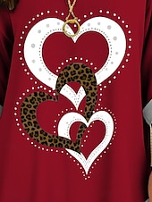 cheap Valentine's Day Tops-Women's Blouse Linen Like Breathable Lightweight Tunic V Neck Long Sleeve Boho Casual Tops Heart Graphic Geometric Elegant Stylish Regular Tops Daily Print Black White Yellow Red Blue