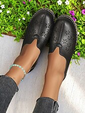 ieftine Pantofi Joși de Damă-Pantofi sport decupați pentru femei – pantofi ușori cu perforații florale pentru serviciu, cumpărături, plimbări de weekend și festivaluri de bere