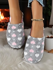 cheap Women&#039;s Slippers &amp; Flip-Flops-Women&#039;s Fuzzy Star Print Indoor Slippers – Cozy Faux Fur Winter House Shoes for Living Room, Bedroom &amp; Holiday Mornings