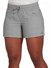 baratos Shorts-Mulheres Calção Roupa de rua Casual Curto Cintura Média Tecido Com Cordão Cintura elástica Respirabilidade Macio Micro-Elástica Férias Rua Roupa Diária Preto Amarelo Vermelho Fúcsia Verão Normal