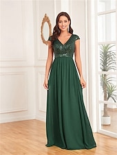 baratos PRETO-Vestidos Quinceanera A-Line Vestido Elegante Formal Comprimento de Chão Sem Mangas Decote V Chiffon Costas em V com Pregas