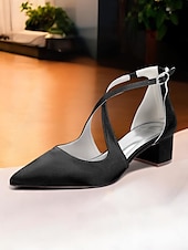 abordables cocktail-Escarpins à talons carrés et bout pointu en satin ivoire pour femmes - chaussures élégantes à brides croisées pour banquets formels et cocktails