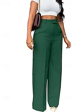economico gamba larga e vita alta-Per donna Pantaloni Eleganti Gamba larga Streetwear Casual Lunghezza intera Naturale Semplice Tasca Elastico in vita Comodo All&#039;aperto Confortevole All&#039;aperto Vacanza Abbigliamento casual alla moda