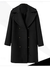 preiswerte Wintermäntel-Damen Parka Warm Bequem Knöpfe Tasche Mode Einfach Täglich Ausgehen Doppelreihig Lang Umlegekragen Normale Passform Langarm Oberbekleidung Schwarz Wein Khaki Herbst Winter