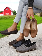 economico Slip-ons e mocassini da donna-Mocassini grigi da donna – Scarpe pieghevoli morbide con suola antiscivolo per viaggi su strada guida e commissioni quotidiane