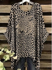 preiswerte Damen Kunst- und Design-Oberteile-Damen Boho-Hemd Grafik Abstrakt Elegant Bohemien Aktiv Kurzarm Fledermaus Ärmel Rundhalsausschnitt Normale Oberteile Täglich Ferien Strandbekleidung Leicht Braun Blau Purpur Grün Rot / Blau Sommer