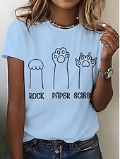 economico Maglietta Animali-Per donna Maglietta Stampato Grafico Animale Gatto Vintage Elegante Classico Manica Corta Girocollo Top Regolari Quotidiano Weekend Blu Nero Bianco Rosa Viola Estate Primavera