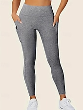 baratos Leggings lisas-Mulheres Leggings Shorts Abotoado Roupa de rua Casual Mimolet Cintura Alta Tecido Cintura elástica Respirabilidade Com Stretch Férias Esportes Roupa Diária Vinho Preto Azul Marinha Cinzento Claro