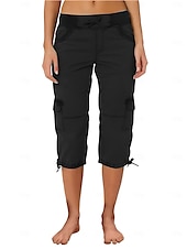 billiga Byxor-Dam Militärbyxor Semester Mode Streetwear Vadlängd Hög midja Slät Ficka Bekväm Mjuk Microelastisk Utomhus Gata Gul-Brun Svart Vit Orange Sommar Normal